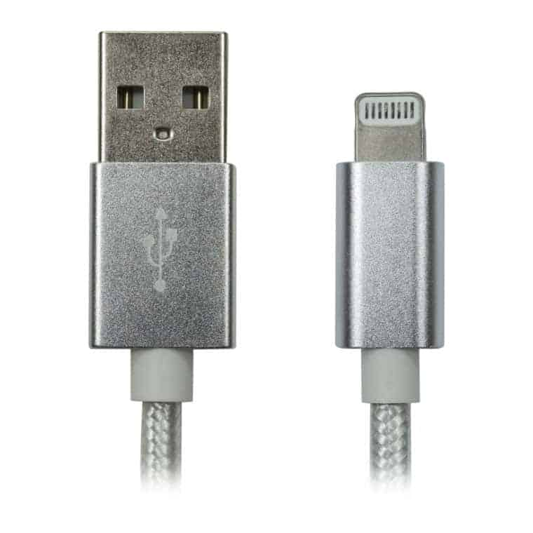 Progressive Robot 1M USB 2.0 to Lightning Silver Braided Cable MFI Certified